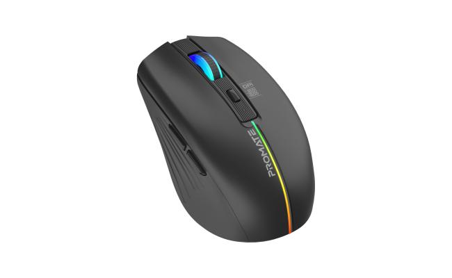 Promate Kitt 2.4GHz Wireless Mouse, Ergonomic 500mAh Rechargeable LED Backlit Mice with Adjustable 1600DPI, 6 Functional Buttons